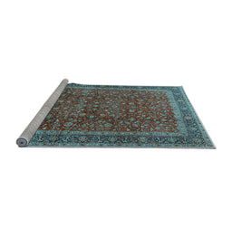 Sideview of Machine Washable Persian Light Blue Traditional Rug, wshtr2222lblu