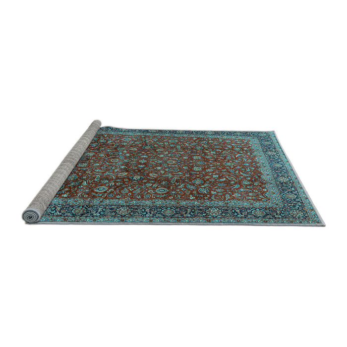 Sideview of Machine Washable Persian Light Blue Traditional Rug, wshtr2222lblu
