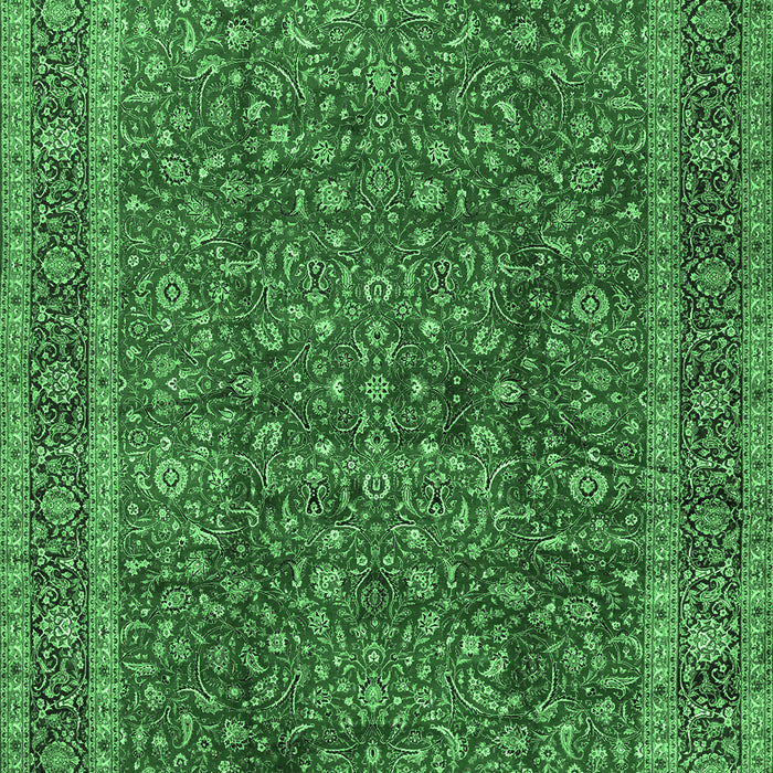 Machine Washable Persian Emerald Green Traditional Area Rugs, wshtr2222emgrn