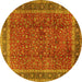 Round Persian Yellow Traditional Rug, tr2222yw