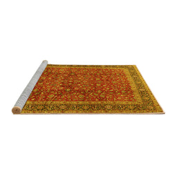 Sideview of Machine Washable Persian Yellow Traditional Rug, wshtr2222yw