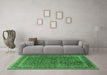 Machine Washable Persian Emerald Green Traditional Area Rugs in a Living Room,, wshtr2222emgrn