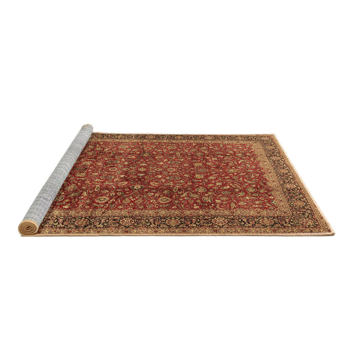 Sideview of Machine Washable Persian Brown Traditional Rug, wshtr2222brn