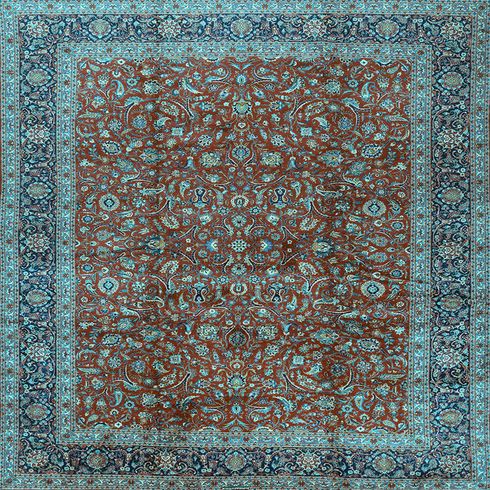 Square Machine Washable Persian Light Blue Traditional Rug, wshtr2222lblu