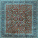 Square Machine Washable Persian Light Blue Traditional Rug, wshtr2222lblu