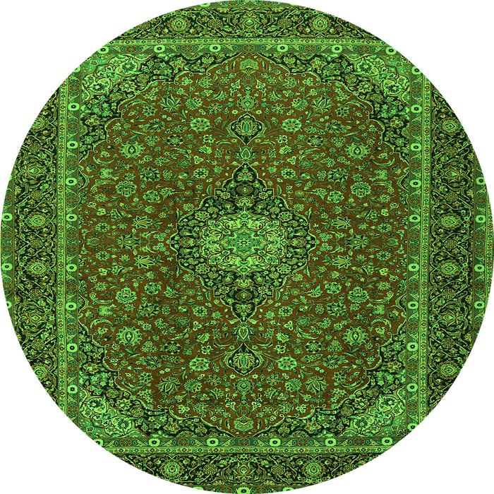 Square Medallion Green Traditional Rug, tr2223grn
