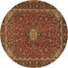 Round Medallion Brown Traditional Rug, tr2223brn