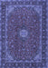 Machine Washable Medallion Blue Traditional Rug, wshtr2223blu