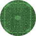 Round Medallion Emerald Green Traditional Rug, tr2223emgrn