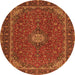 Square Medallion Orange Traditional Rug, tr2223org