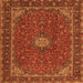 Serging Thickness of Medallion Orange Traditional Rug, tr2223org