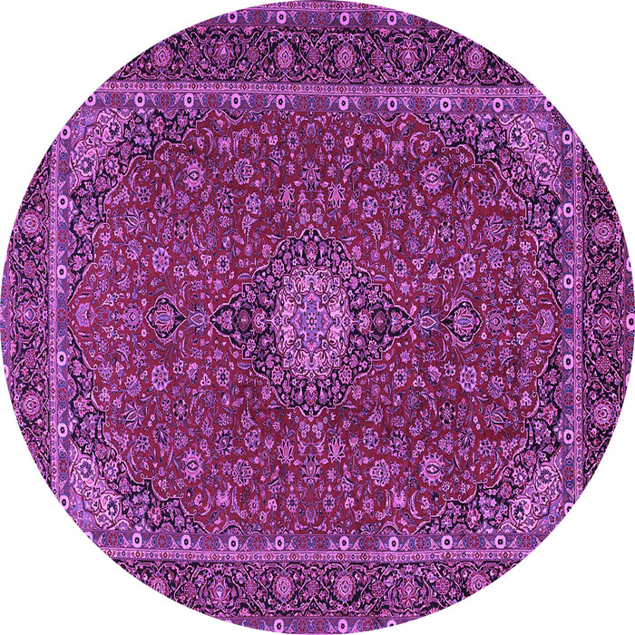 Round Medallion Purple Traditional Rug, tr2223pur