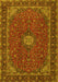 Machine Washable Medallion Yellow Traditional Rug, wshtr2223yw