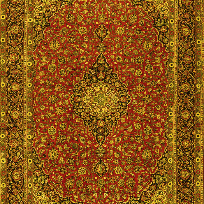Machine Washable Medallion Yellow Traditional Rug, wshtr2223yw