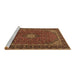 Sideview of Machine Washable Medallion Brown Traditional Rug, wshtr2223brn