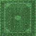 Square Machine Washable Medallion Emerald Green Traditional Area Rugs, wshtr2223emgrn