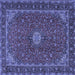 Square Medallion Blue Traditional Rug, tr2223blu