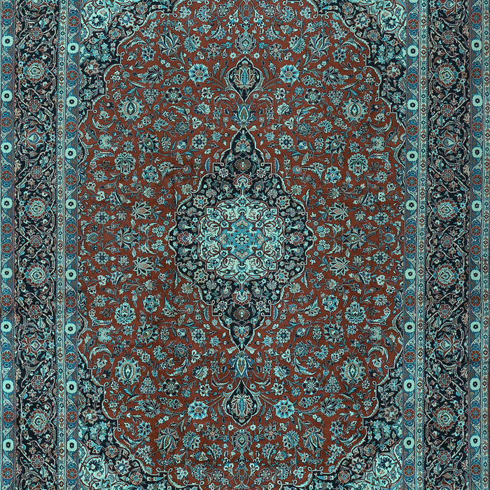 Machine Washable Medallion Light Blue Traditional Rug, wshtr2223lblu