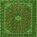 Round Machine Washable Medallion Green Traditional Area Rugs, wshtr2223grn