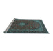 Sideview of Machine Washable Medallion Light Blue Traditional Rug, wshtr2223lblu