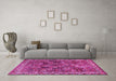 Machine Washable Persian Pink Traditional Rug in a Living Room, wshtr2224pnk