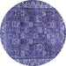 Round Machine Washable Persian Blue Traditional Rug, wshtr2224blu