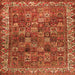 Round Machine Washable Persian Orange Traditional Area Rugs, wshtr2224org