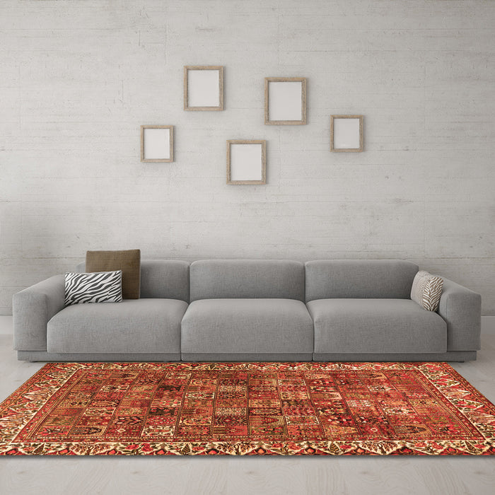 Machine Washable Persian Orange Traditional Area Rugs in a Living Room, wshtr2224org