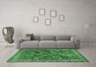 Machine Washable Persian Emerald Green Traditional Area Rugs in a Living Room,, wshtr2224emgrn