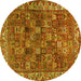 Round Machine Washable Persian Yellow Traditional Rug, wshtr2224yw