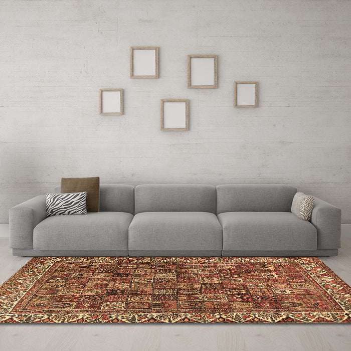 Machine Washable Persian Brown Traditional Rug in a Living Room,, wshtr2224brn