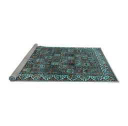 Sideview of Machine Washable Persian Light Blue Traditional Rug, wshtr2224lblu