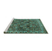 Sideview of Machine Washable Persian Turquoise Traditional Area Rugs, wshtr2224turq