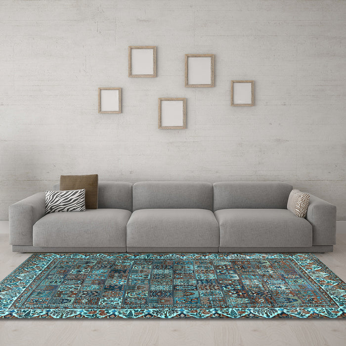 Machine Washable Persian Light Blue Traditional Rug in a Living Room, wshtr2224lblu