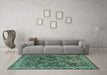 Machine Washable Persian Turquoise Traditional Area Rugs in a Living Room,, wshtr2224turq