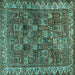 Square Persian Turquoise Traditional Rug, tr2224turq