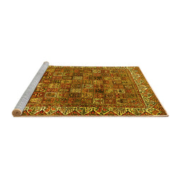 Sideview of Machine Washable Persian Yellow Traditional Rug, wshtr2224yw