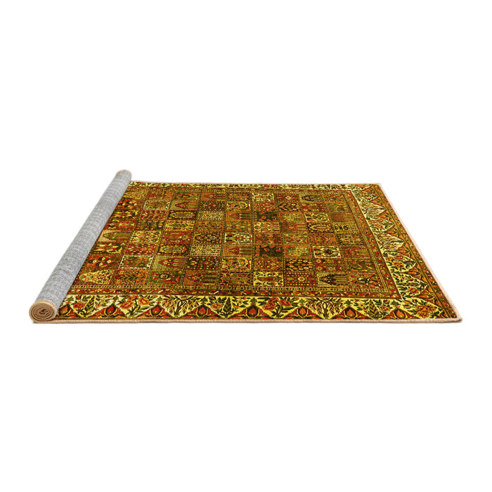 Sideview of Machine Washable Persian Yellow Traditional Rug, wshtr2224yw