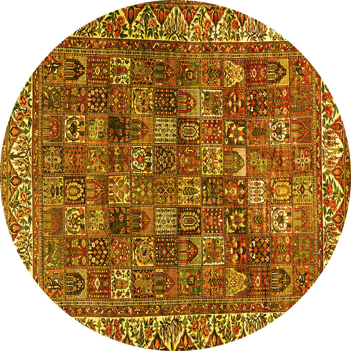 Round Persian Yellow Traditional Rug, tr2224yw