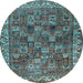 Round Machine Washable Persian Light Blue Traditional Rug, wshtr2224lblu