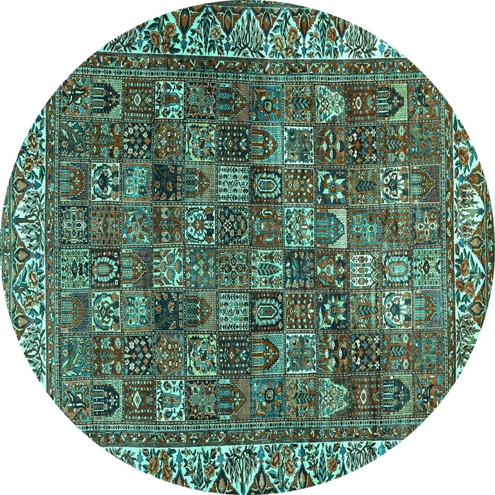 Round Persian Turquoise Traditional Rug, tr2224turq