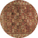 Round Machine Washable Persian Brown Traditional Rug, wshtr2224brn