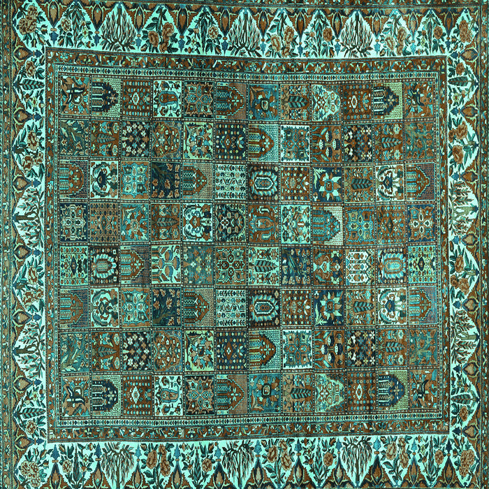 Square Machine Washable Persian Turquoise Traditional Area Rugs, wshtr2224turq