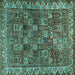 Square Machine Washable Persian Turquoise Traditional Area Rugs, wshtr2224turq