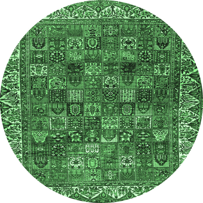 Round Persian Emerald Green Traditional Rug, tr2224emgrn