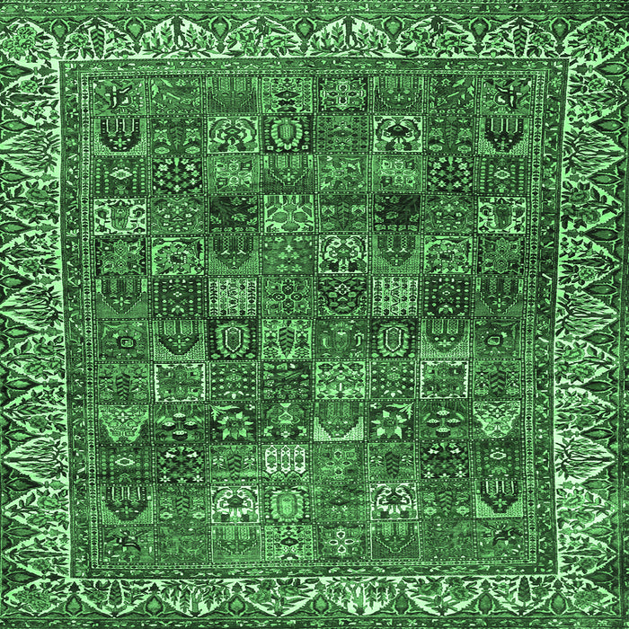 Square Machine Washable Persian Emerald Green Traditional Area Rugs, wshtr2224emgrn