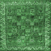 Square Machine Washable Persian Emerald Green Traditional Area Rugs, wshtr2224emgrn