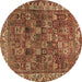 Round Persian Brown Traditional Rug, tr2224brn