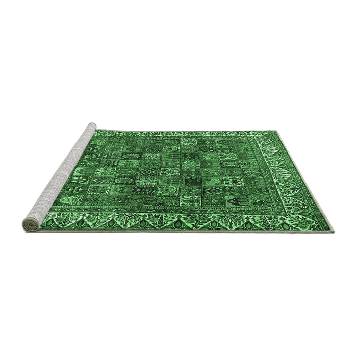 Sideview of Machine Washable Persian Emerald Green Traditional Area Rugs, wshtr2224emgrn