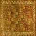 Square Machine Washable Persian Yellow Traditional Rug, wshtr2224yw